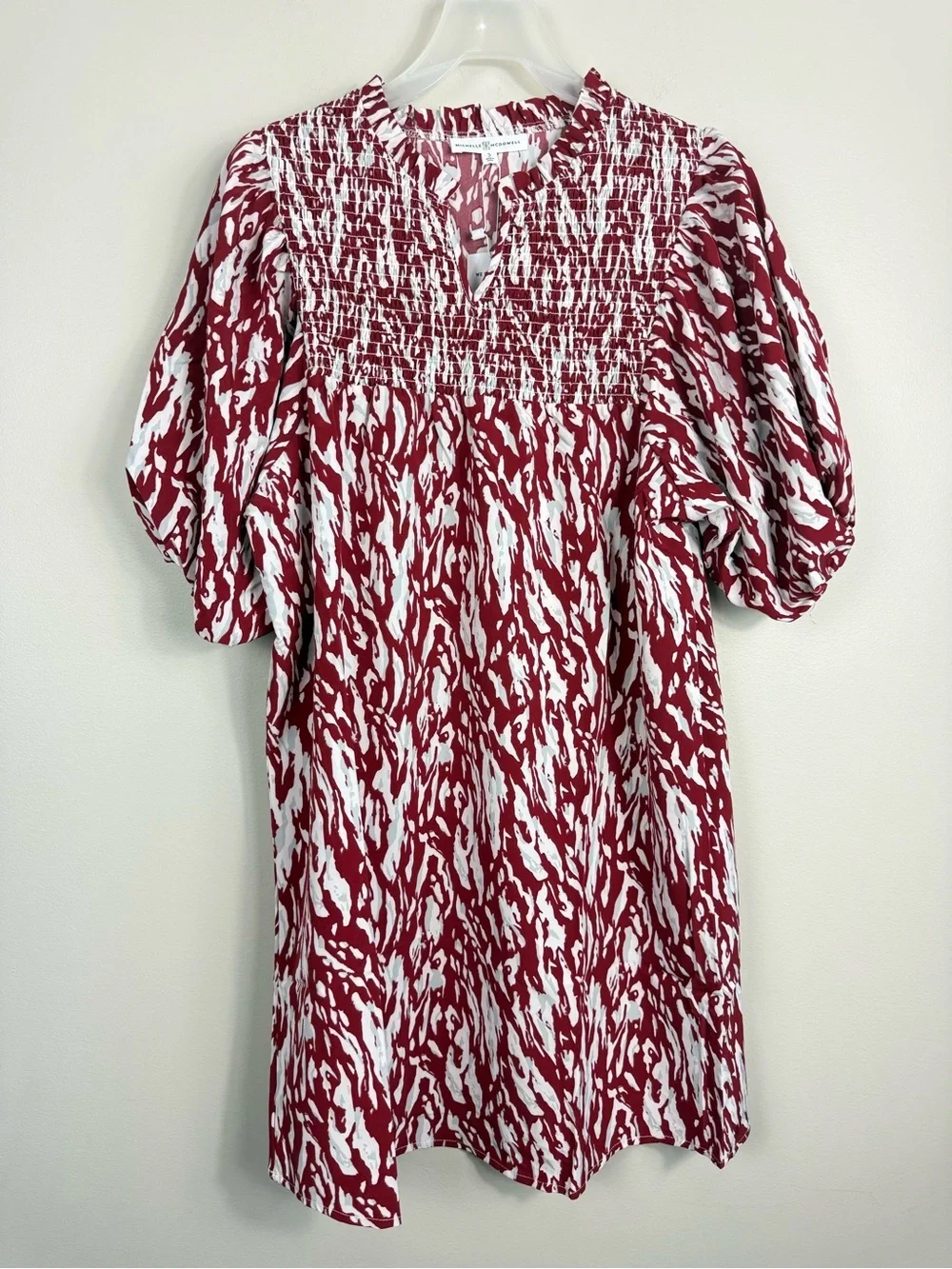 Michelle Mcdowell Amelia Dress Women Small Smocked White Red Football Sport